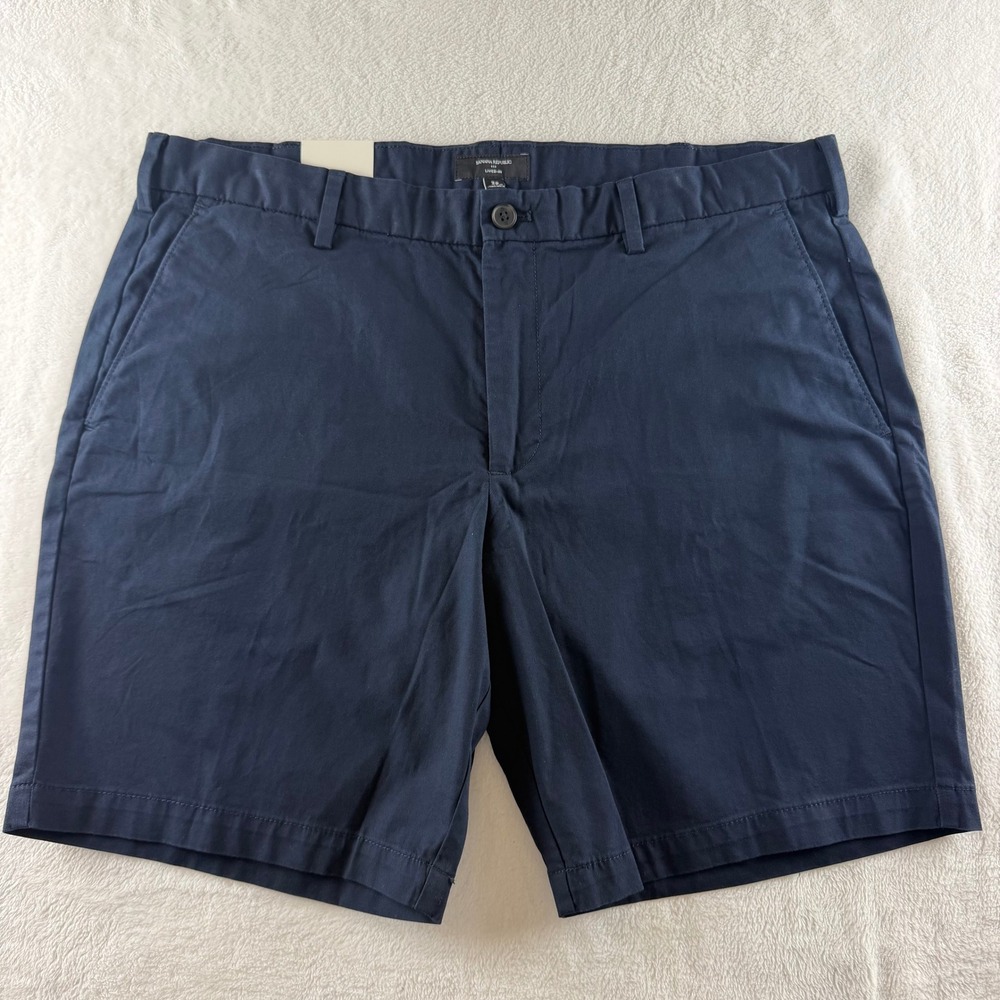 Banana Republic Lived-In 9" Chino Shorts Navy Blue Mens 38 NWT Casual Summer